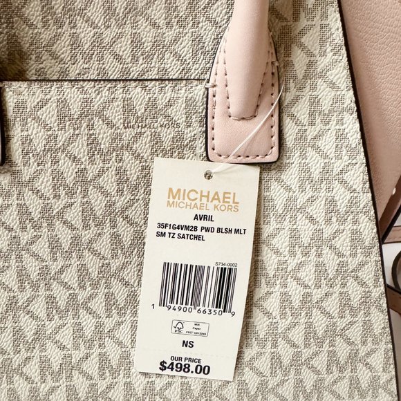 Michael Kors Avril Small Top Zip Satchel Shoulder Crossbody Bag MK Vanilla Pink - Picture 12 of 13